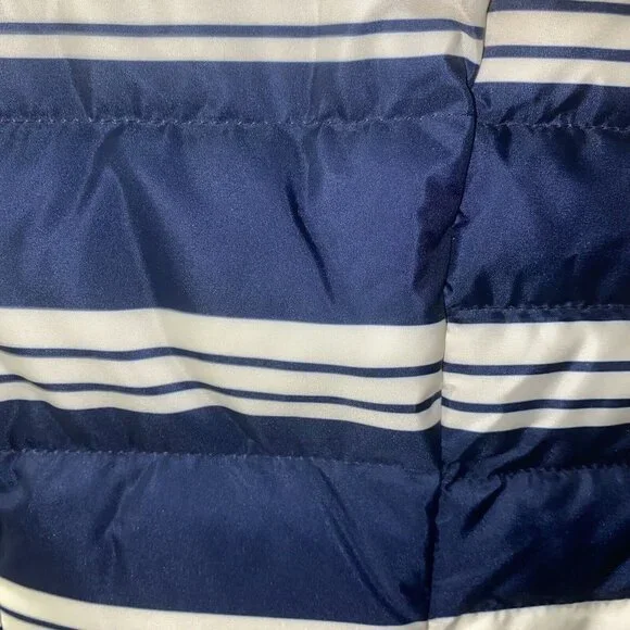 Lands' End Size Small Navy Blue White Striped 600 Fill Down Puffer Vest NWOT - Picture 2 of 4